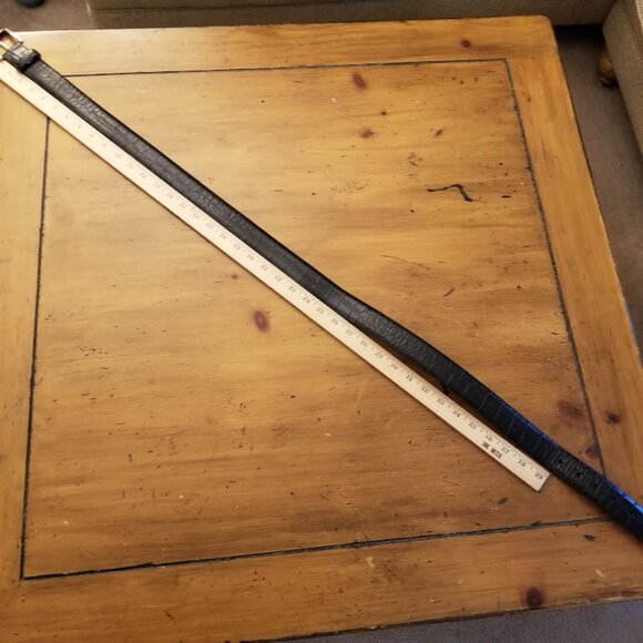 W. Kleinberg Embossed Crocodile Belt, Nickel Removable Buckle, Black, Sz 42 - Picture 9 of 14